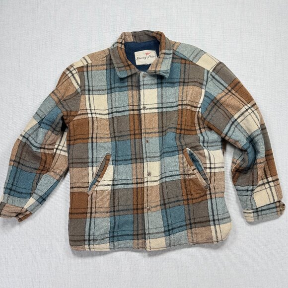 Vintage Breezy Point Plaid Fleece Lined Flannel Shirt Jacket Shacket Size L - Picture 1 of 13